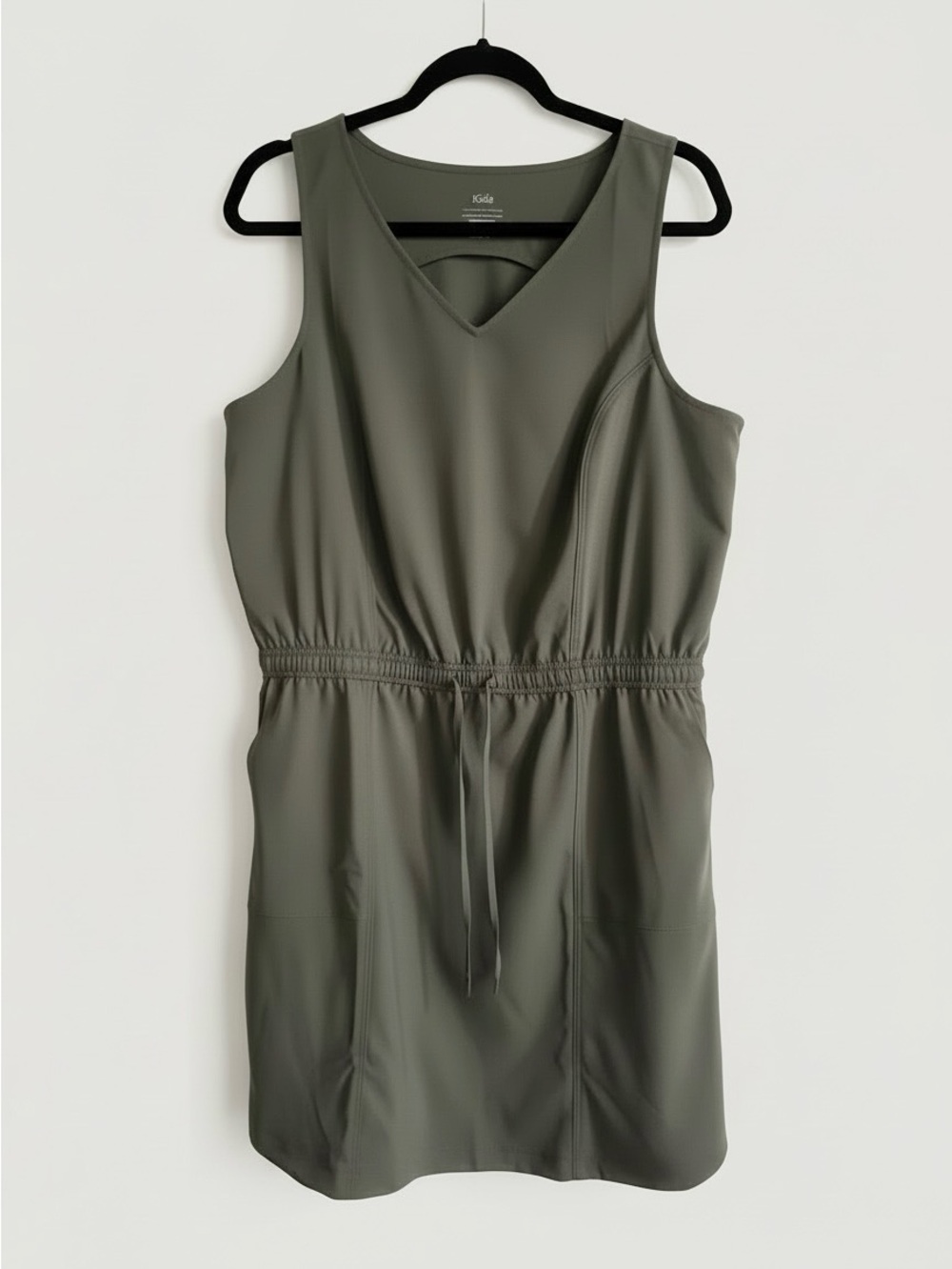 Zuda Olive/Army Green Casual
Romper Dress-V-Neck Drawstring Waist Dress-Sz L